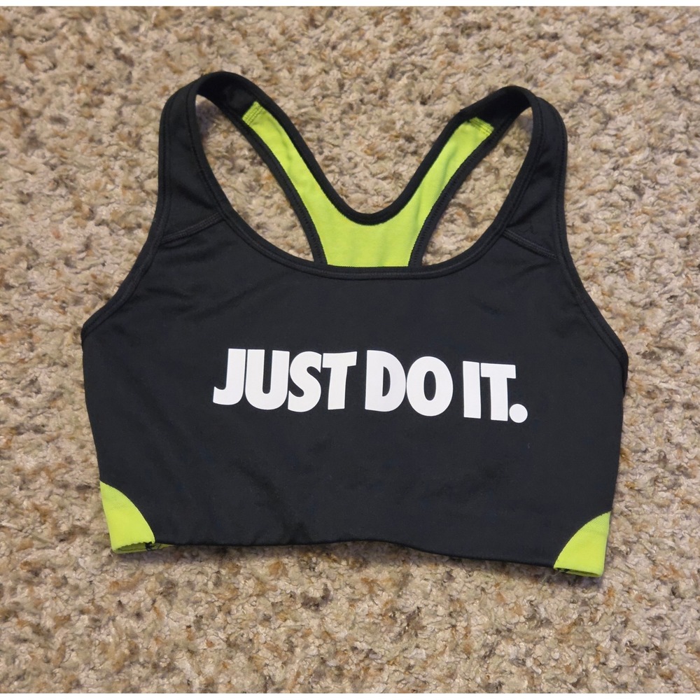 Nike Just‎ Do It Racerback Sports Bra Women's Size Small Black Green White